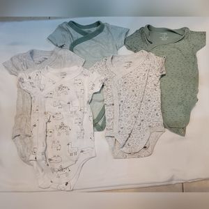 5 Carter's Simple Joys 3-6M Side Snap Onesies